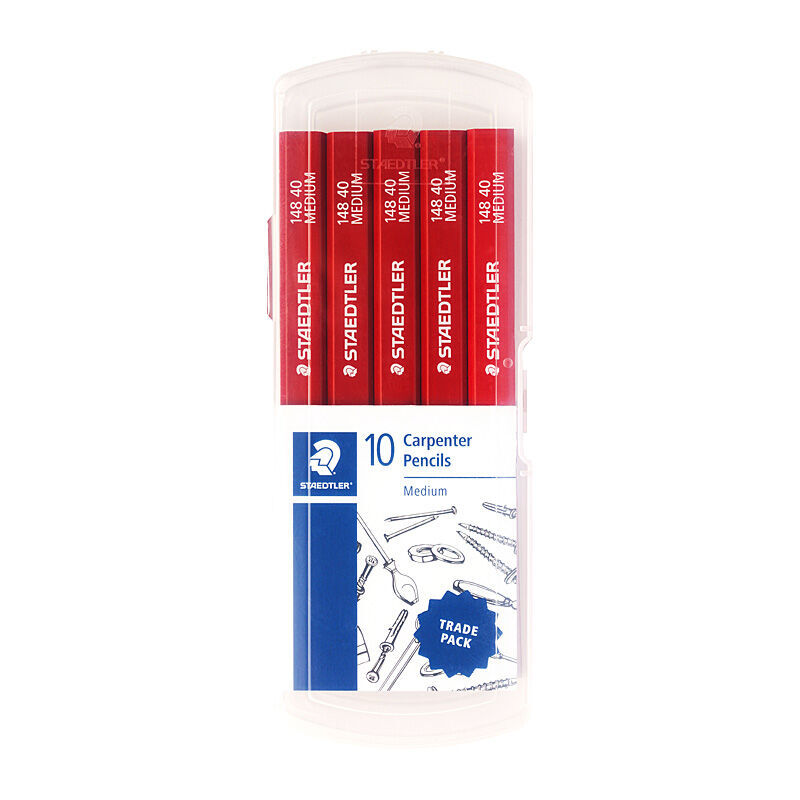 Staedtler Red Carpenter Pencils - Hard Pack of 10 Staedtler