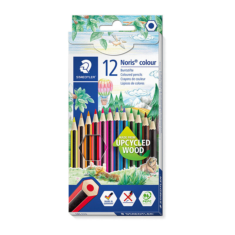 Staedtler Noris Hexagonal Coloured Pencils - Smooth, Ergonomic, 12 Pack Staedtler
