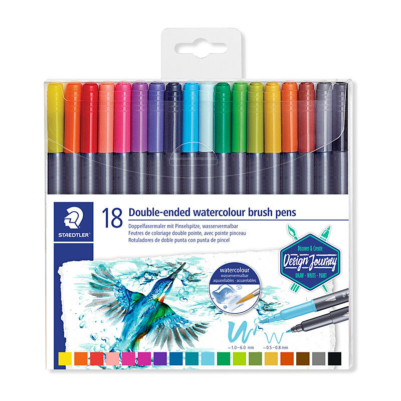 Staedtler Marsgraphic Duo 18 Watercolour Dual Tip Brush Pens Staedtler