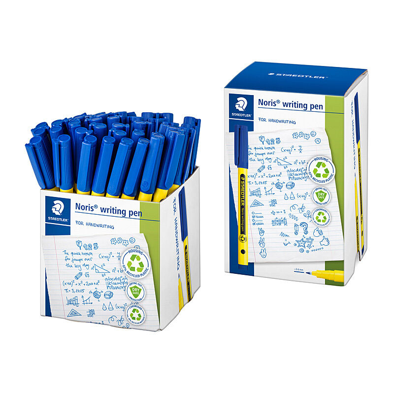Staedtler Noris Blue Writing Pens - Bulk Pack of 50 Staedtler