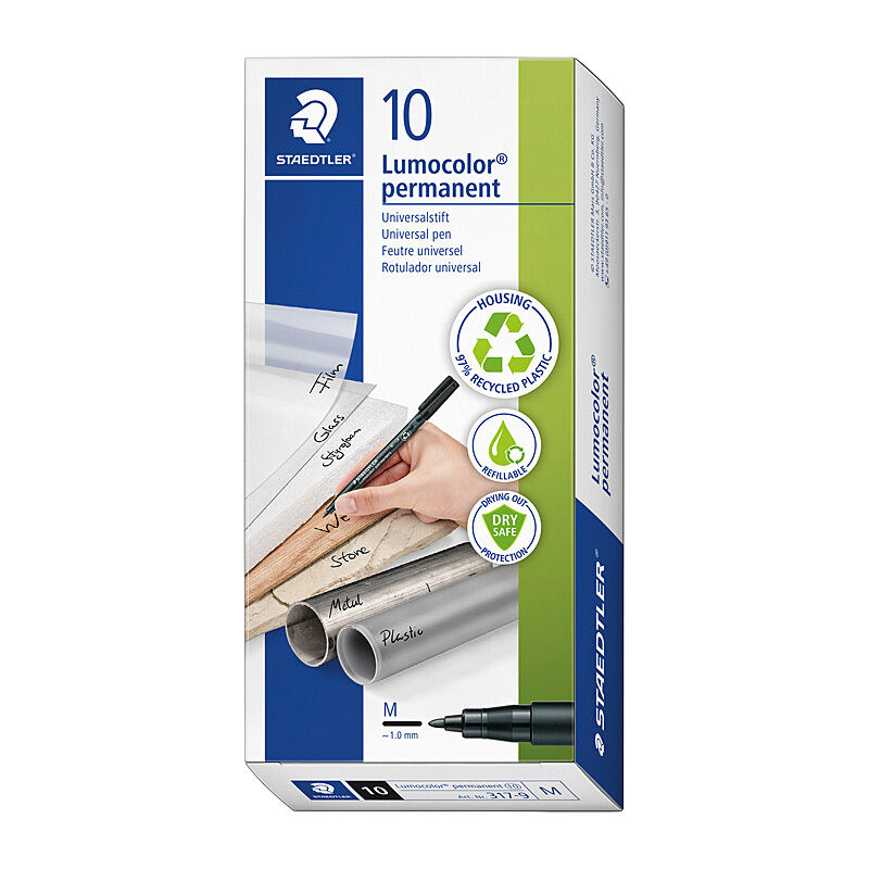 Staedtler Universal Permanent Marker Black 1.0mm - Box of 10 Staedtler