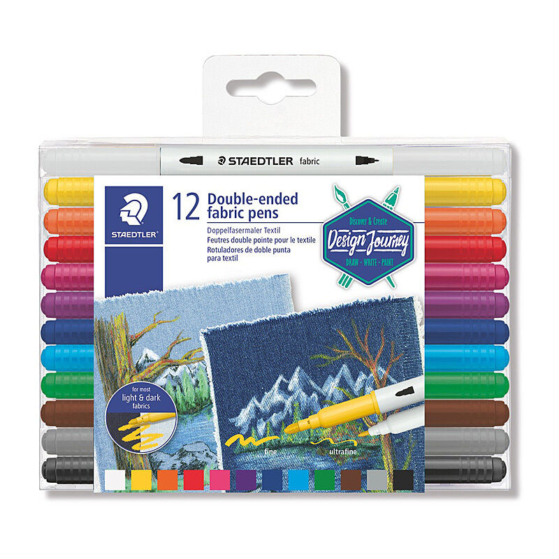 Staedtler Fabric Markers: Double-Ended Fine & Ultra Fine, Assorted 12 Pack Staedtler
