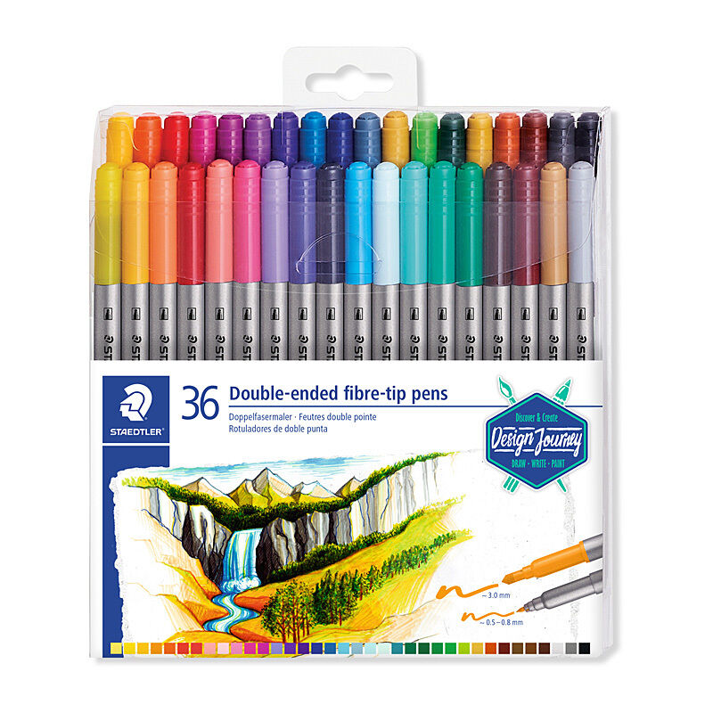 Staedtler Double Ended Fibre Pens - 36 Assorted Colours Staedtler