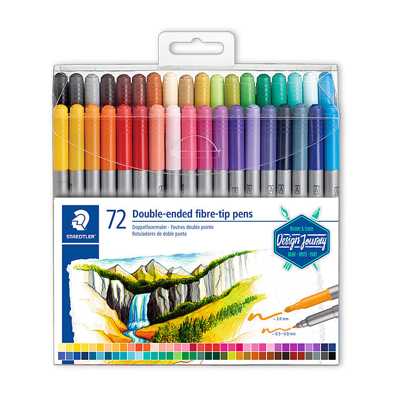 Staedtler 3200 Twin-Tip Fibre Pens - 72 Pack for Art & Coloring Staedtler