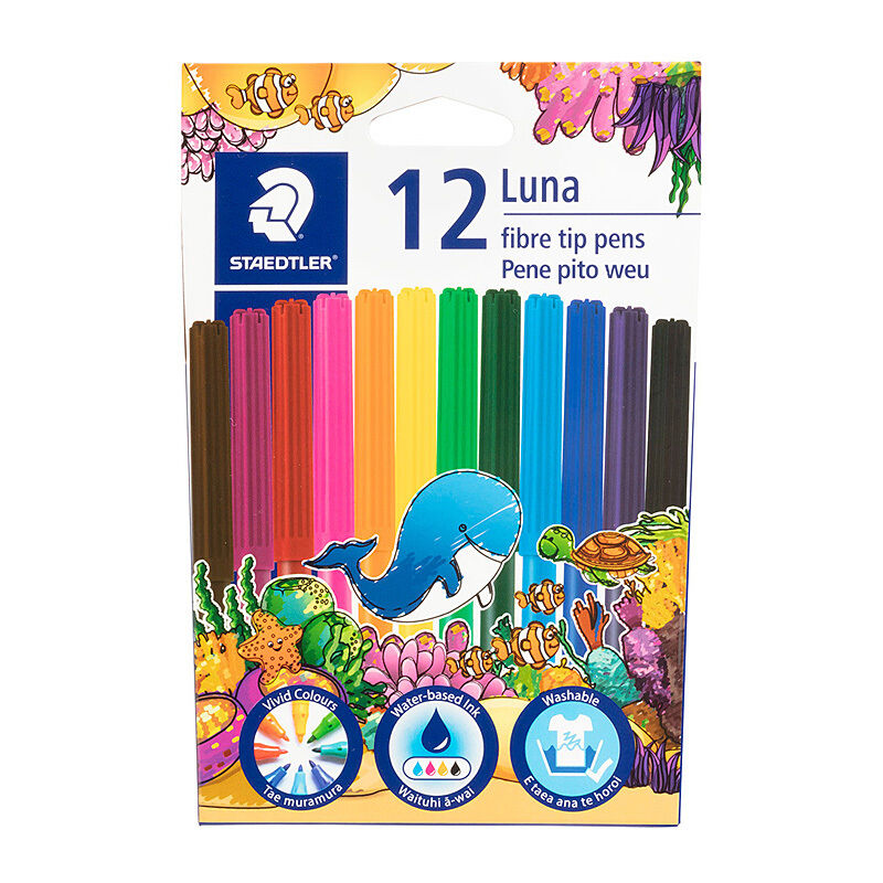 Staedtler Luna Felt Tip Markers - 12 Washable Colors Staedtler