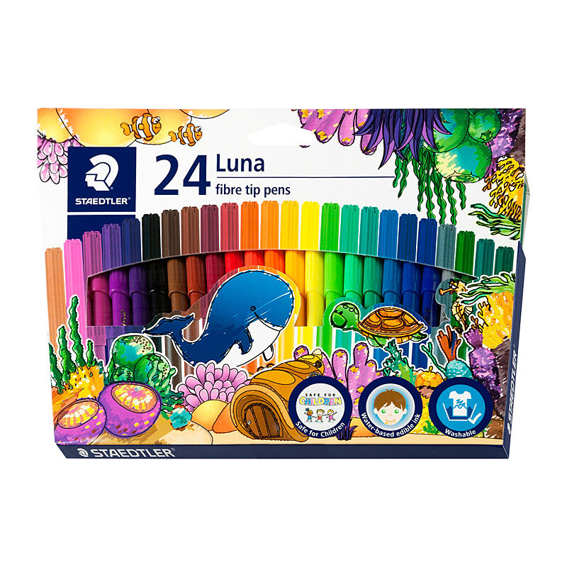 Staedtler Luna Washable Fine Tip Markers - 24 Pack, 12 Colors Staedtler