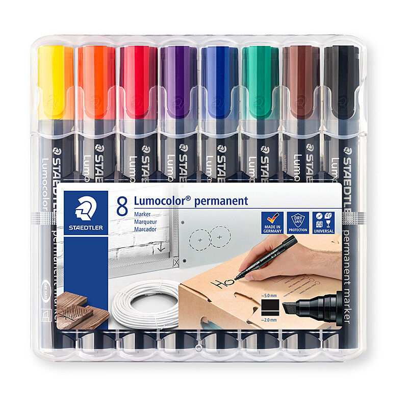 Staedtler Chisel Tip Permanent Markers - Assorted 8-Pack Staedtler