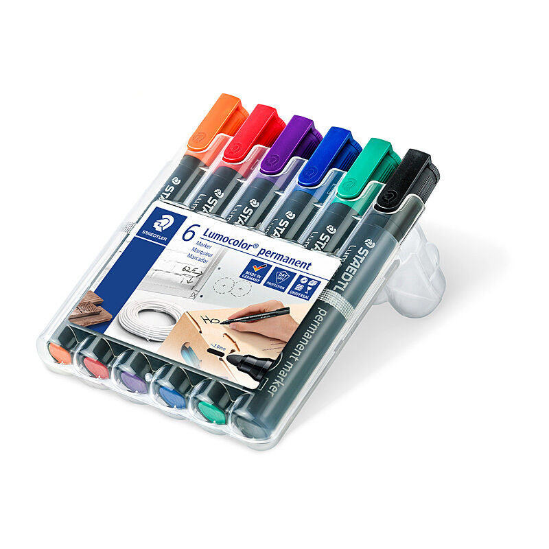 Staedtler Permanent Bullet Tip Markers - Assorted 6-Pack Staedtler