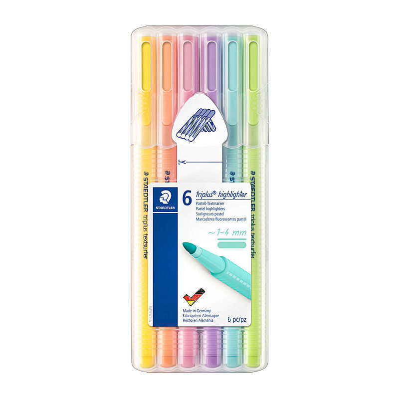 Staedtler Triplus Pastel Highlighters - Smudge-Proof 6 Pack Staedtler