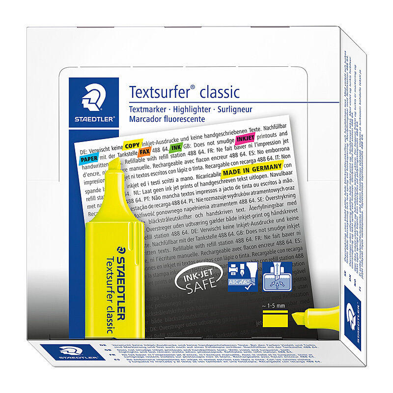 Staedtler Textsurfer Yellow Highlighter - Fast Dry & Smudge-Proof Staedtler