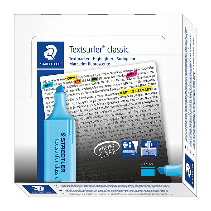Staedtler Textsurfer Blue Highlighter - Fast Dry, Smudge Proof Staedtler