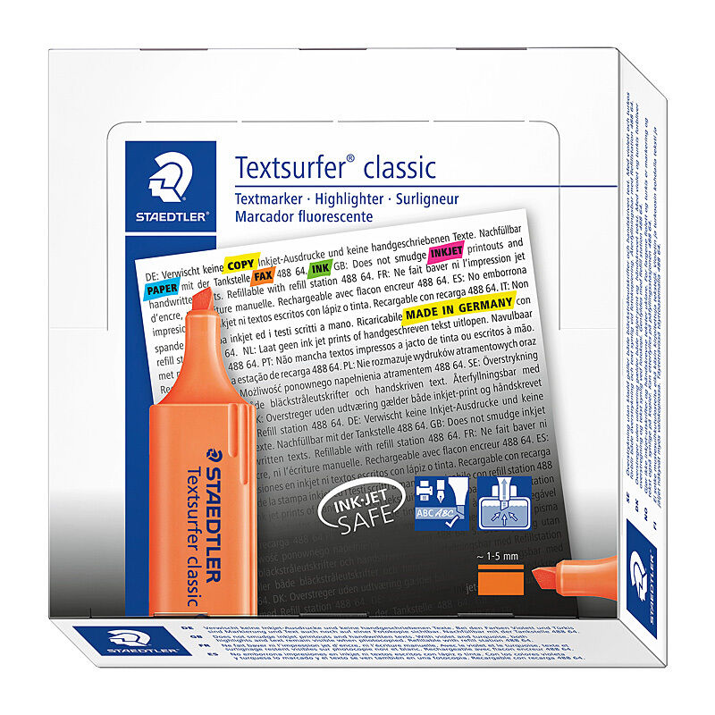 Staedtler Orange Textsurfer Highlighter | Smudge-Proof Chisel Tip Staedtler