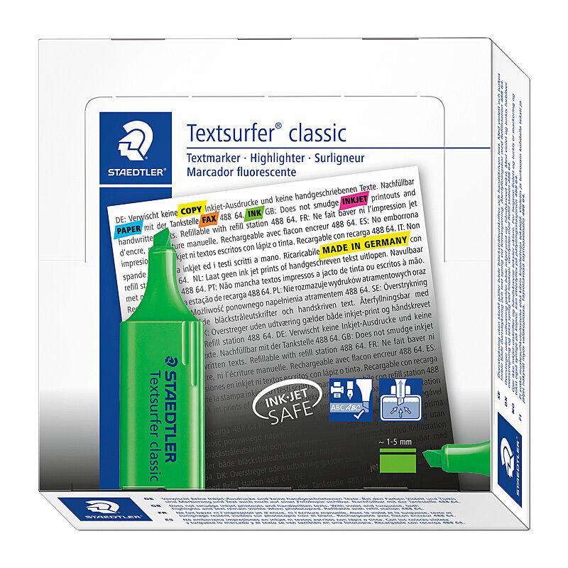 Staedtler Green Textsurfer Highlighter - Smudge-Proof Chisel Tip Staedtler