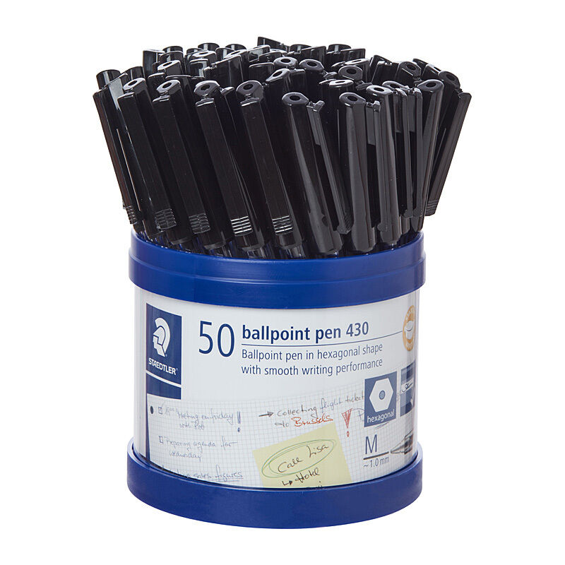 Staedtler 430 Black Ballpoint Pens | Smooth Medium 1.0mm - 50 Pack Staedtler