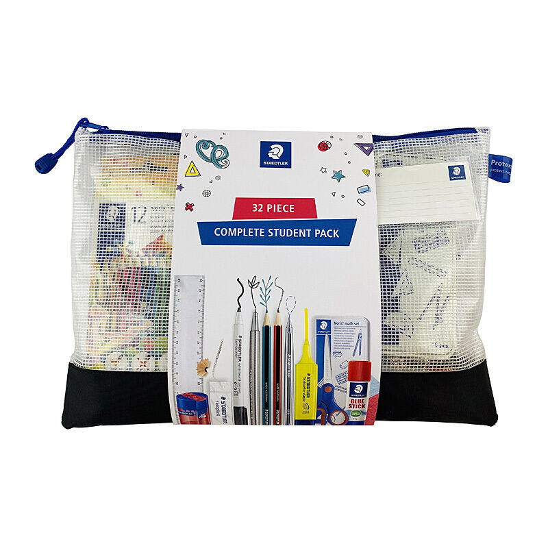 Staedtler 32 Pc Student Pack Set B - Complete School Supplies & XL Pencil Case Staedtler