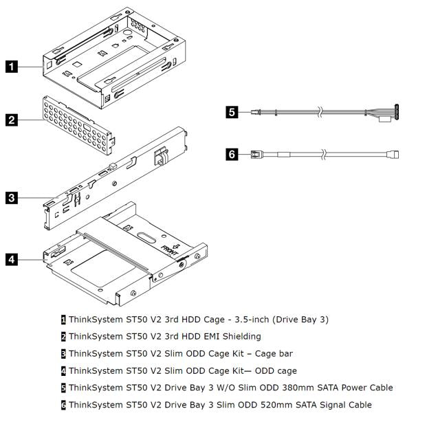 Lenovo ThinkSystem ST50 V2 3.5 Drive Bay 3 & ODD Upgrade Kit Lenovo ISG