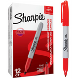 Sharpie Fine Point Red Permanent Markers - 12 Pack 