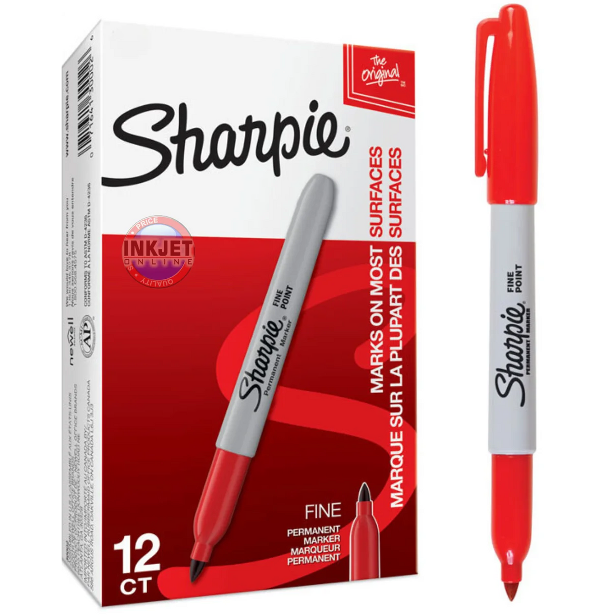 Sharpie Fine Point Red Permanent Markers - 12 Pack 