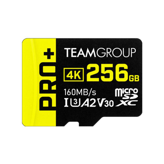 Team Group Team Group PRO+ 256GB Micro SDXC UHS-I U3 A2 V30 Memory Card (TPPMSDX256GIA2V3003)
