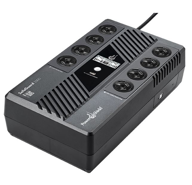 PowerShield SafeGuard 1000VA/600W Line Interactive, Powerboard Style UPS with AVR, 8 AUS sockets, wall mountable, 2-year warranty PowerShield