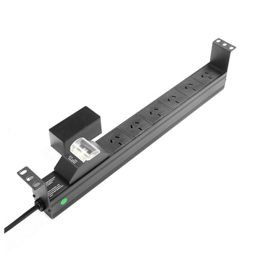 6 Outlet 1RU Rack Mount Power Strip | 10A Circuit Breaker PowerShield