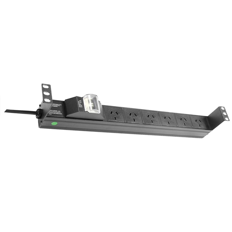 6 Outlet 1RU Rack Mount Power Strip | 10A Circuit Breaker