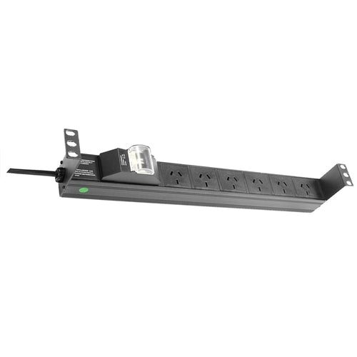 6 Outlet 1RU Rack Mount Power Strip | 10A Circuit Breaker PowerShield