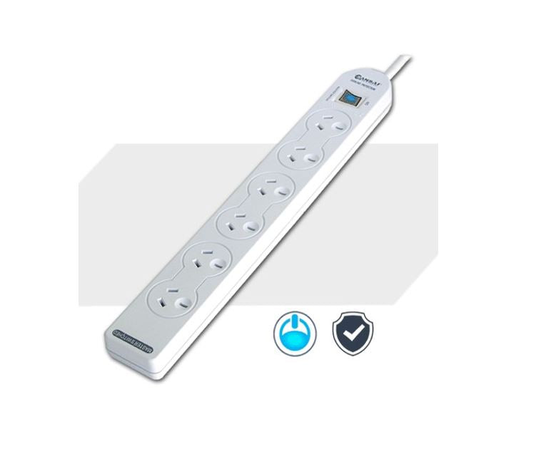 Generic Sansai 6-Way Power Board (137P) with Master Switch Overload Protecte Reset button Indicator Light 100C
