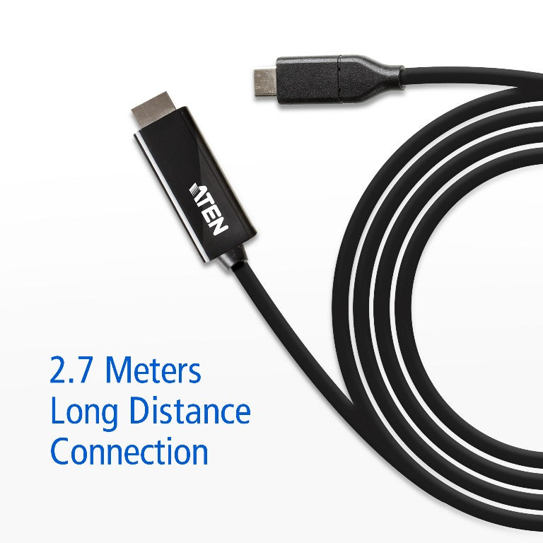 Aten USB-C to HDMI 4K Cable | 2.7m Long | 4K @ 60Hz Aten