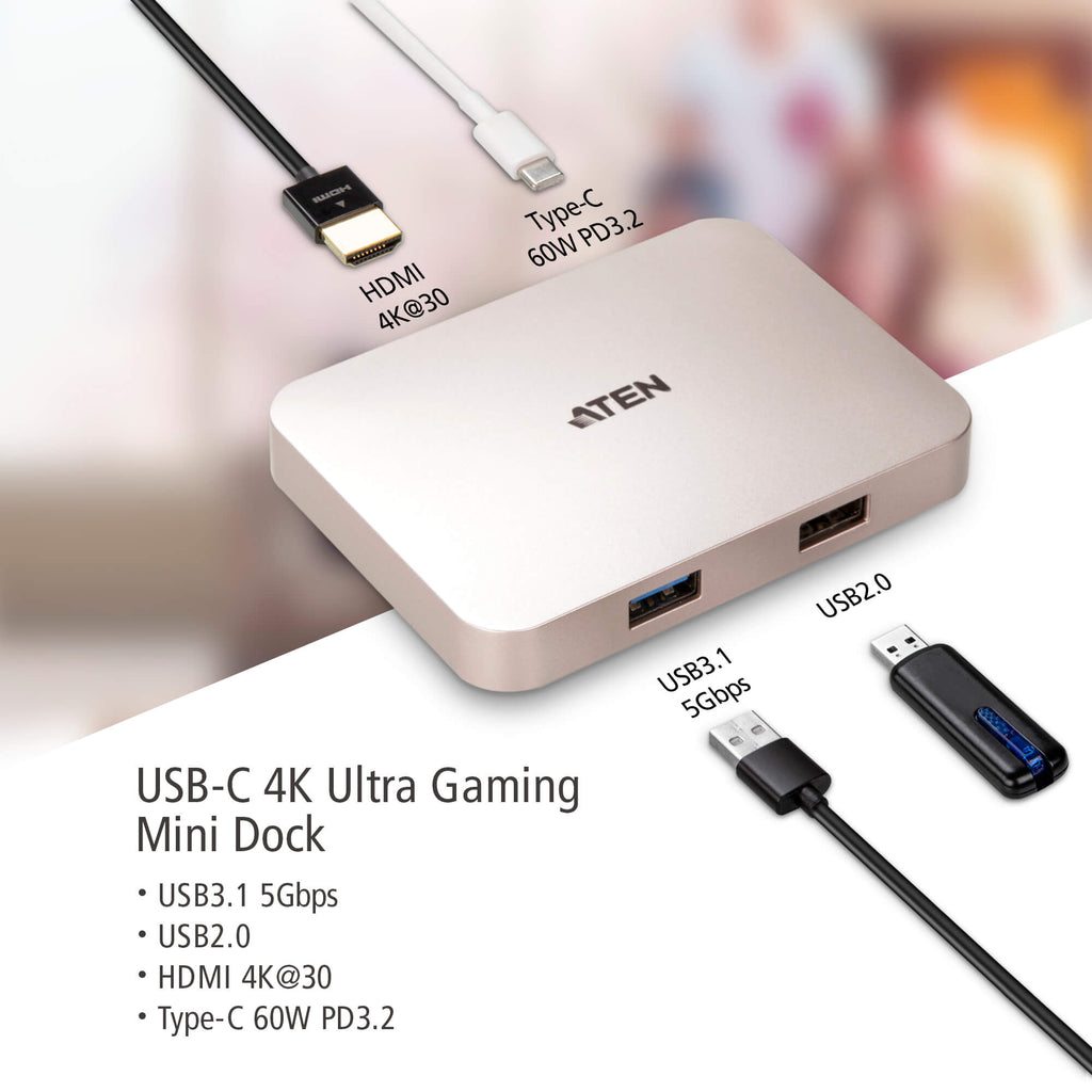 Aten USB-C Multiport Dock: 4K HDMI, Switch, iPad, Android & PC Hub Aten