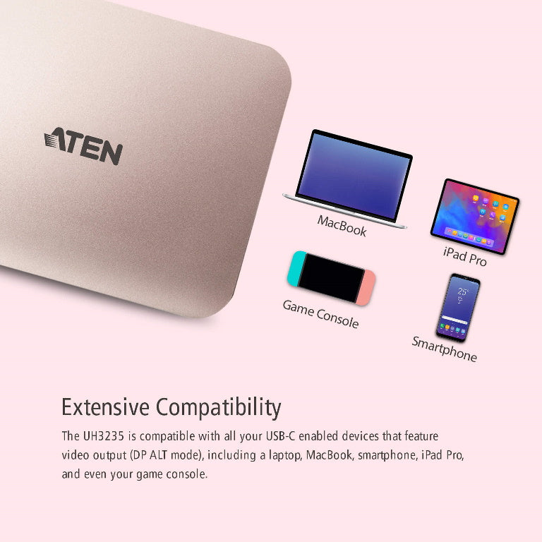 Aten USB-C Multiport Dock: 4K HDMI, Switch, iPad, Android & PC Hub Aten