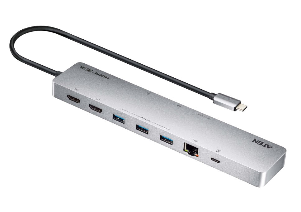 Aten 11-in-1 USB-C Multiport Dock with Power Pass-Through, 2x HDMI, 2x USB-C (1 for power delivery & - UH3240-AT
