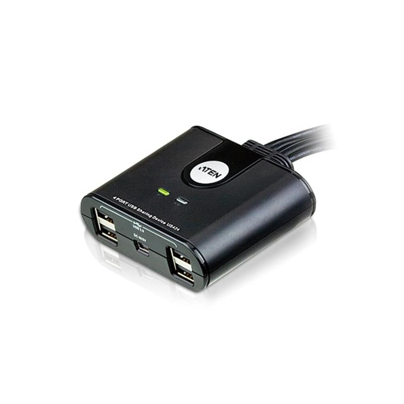 US424 4-Port USB Switch: Share Keyboard, Mouse & 2 USB Devices for 4 PCs Aten