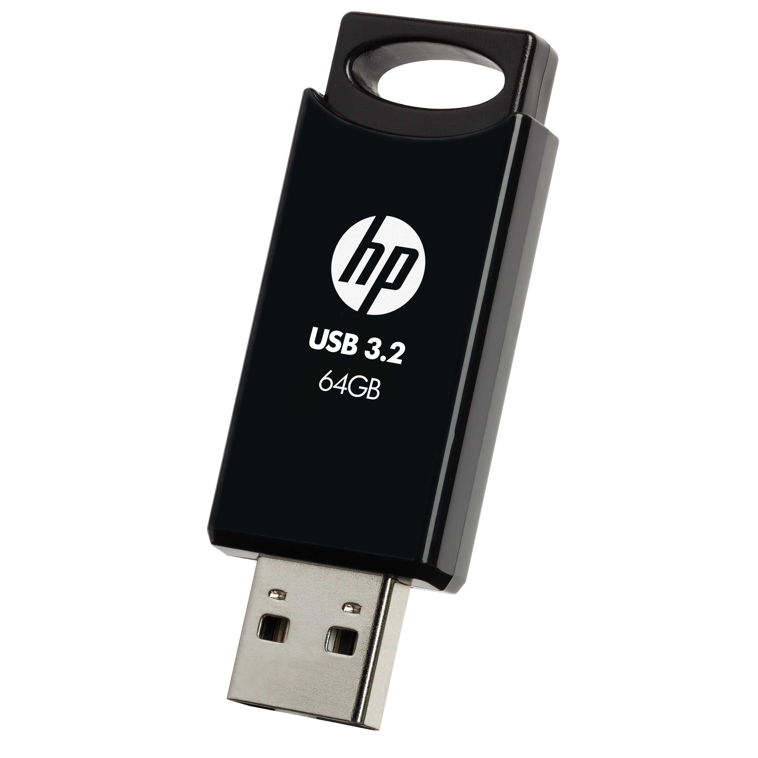 HP 64GB USB 3.2 Flash Drive - Black, Durable Sliding Design PNY
