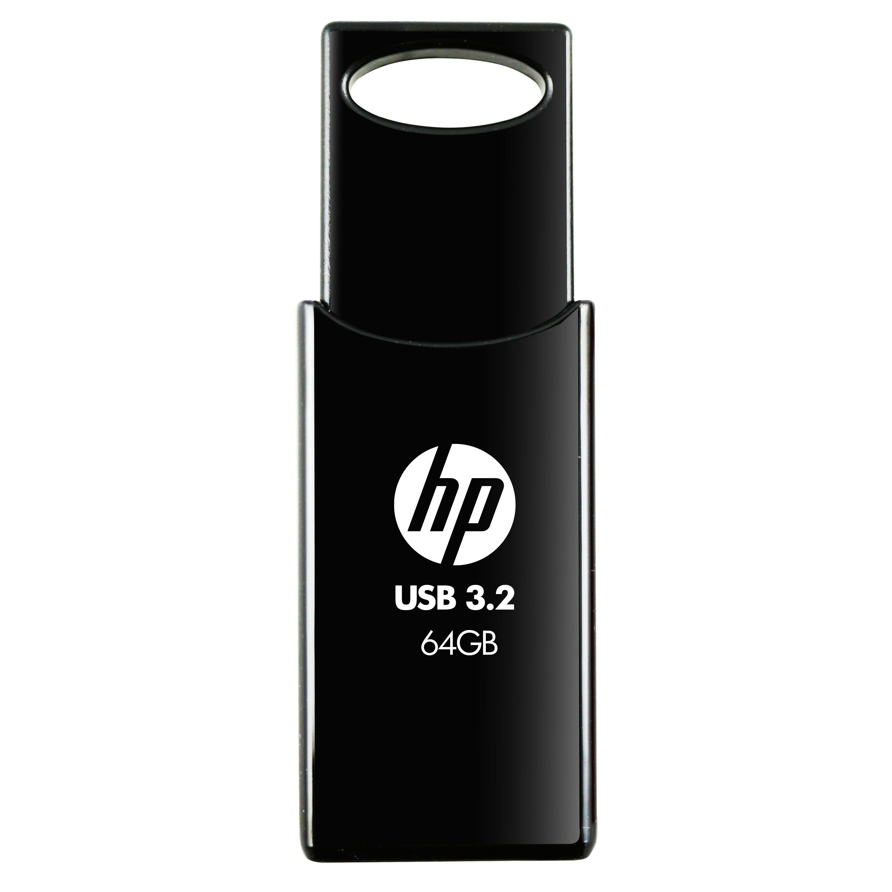 HP 64GB USB 3.2 Flash Drive - Black, Durable Sliding Design PNY
