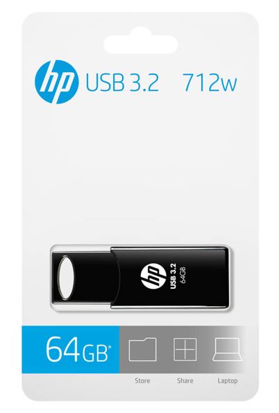 HP 64GB USB 3.2 Flash Drive - Capless & Retractable for PC/Mac PNY