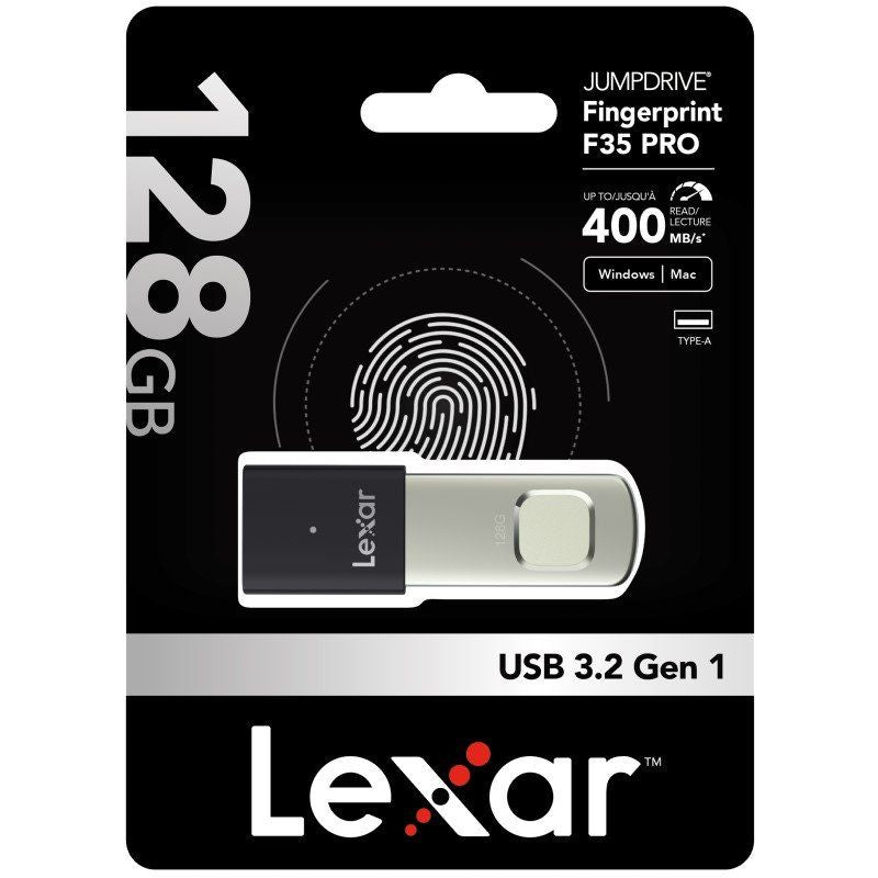 Lexar JumpDrive F35 Pro 128GB Secure Fingerprint USB 3.0 Flash Drive Lexar
