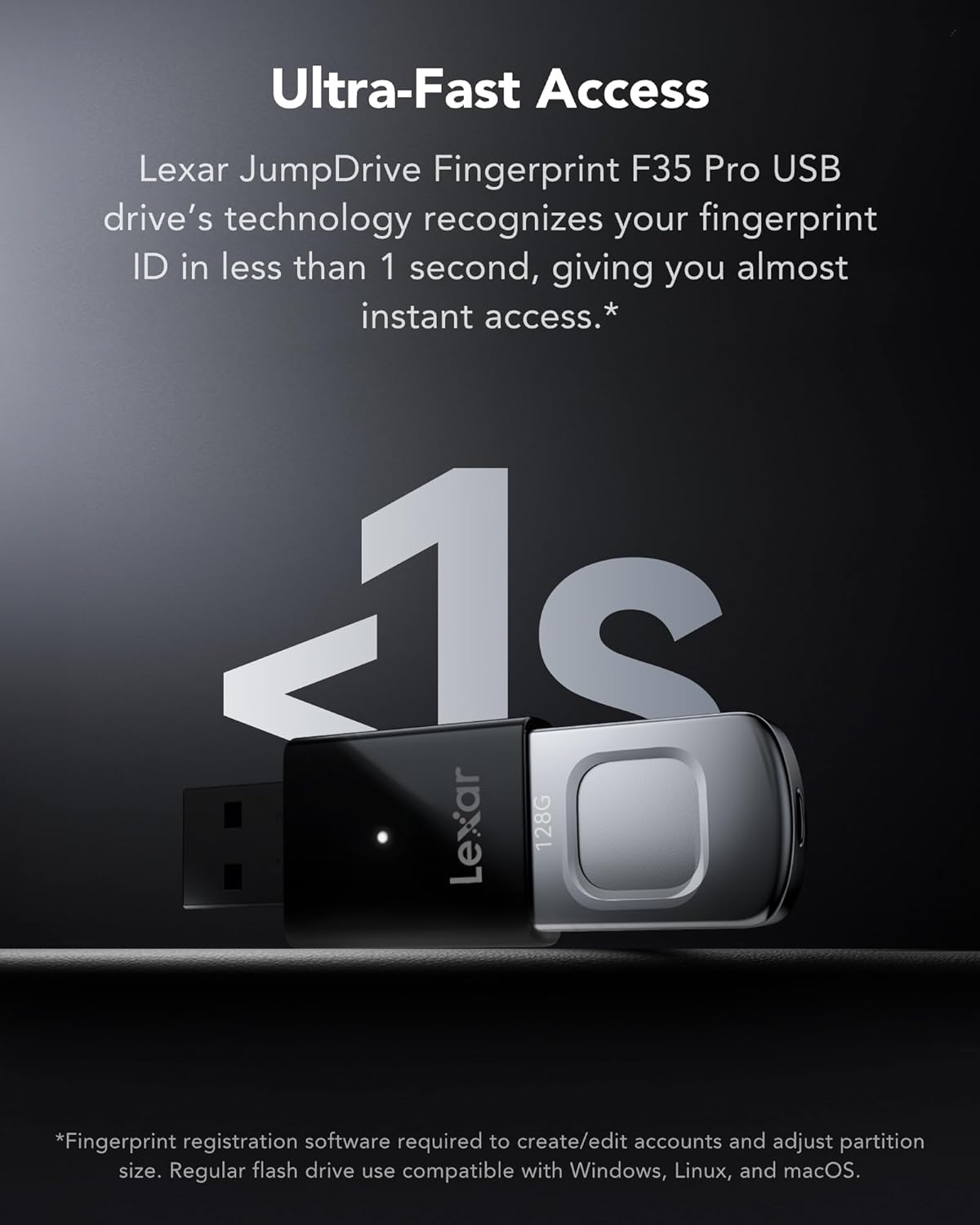 Lexar JumpDrive F35 Pro 256GB Fingerprint USB 3.2 Drive Lexar