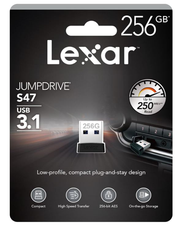 Lexar 256GB JumpDrive S47 USB 3.2 Flash Drive - Fast Plug-n-Stay Lexar