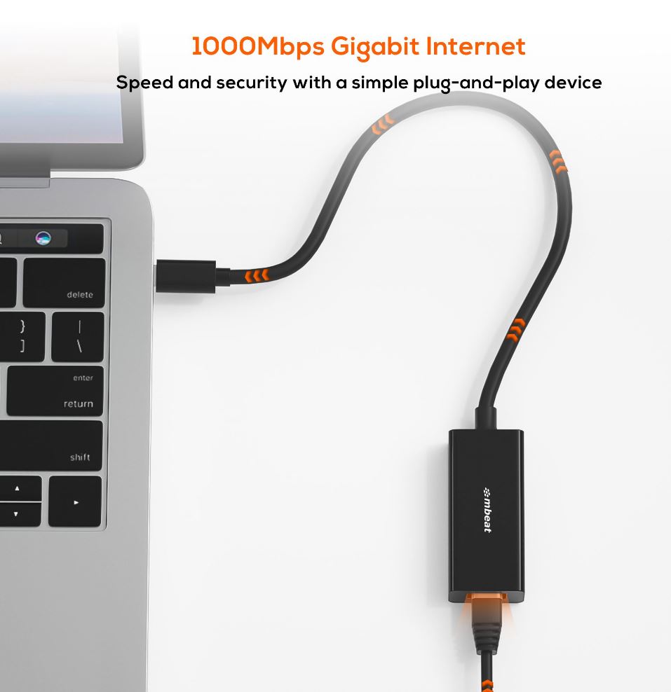 USB-C Gigabit Ethernet Adapter - Fast Wired Internet for Laptops MBEAT