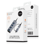 mbeat 4-Port USB 3.0 & USB-C Hub - High Speed | Space Grey MBEAT