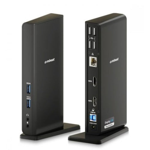 mbeat Dual HDMI DisplayLink Docking Station | USB-C/A, 1080p, Multiport Hub 