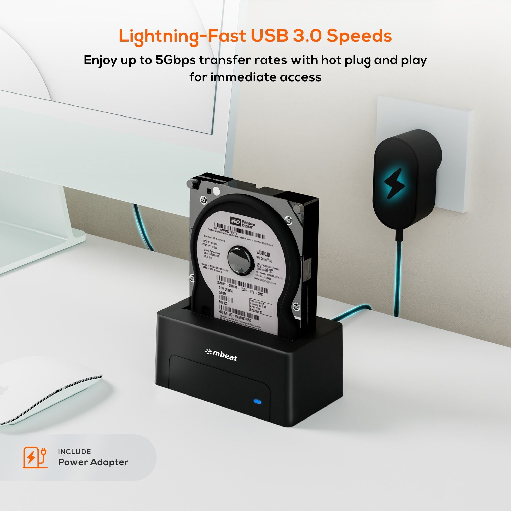 mbeat D1 USB 3.0 SATA HDD/SSD Docking Station - 2.5 & 3.5 Tool-Free MBEAT