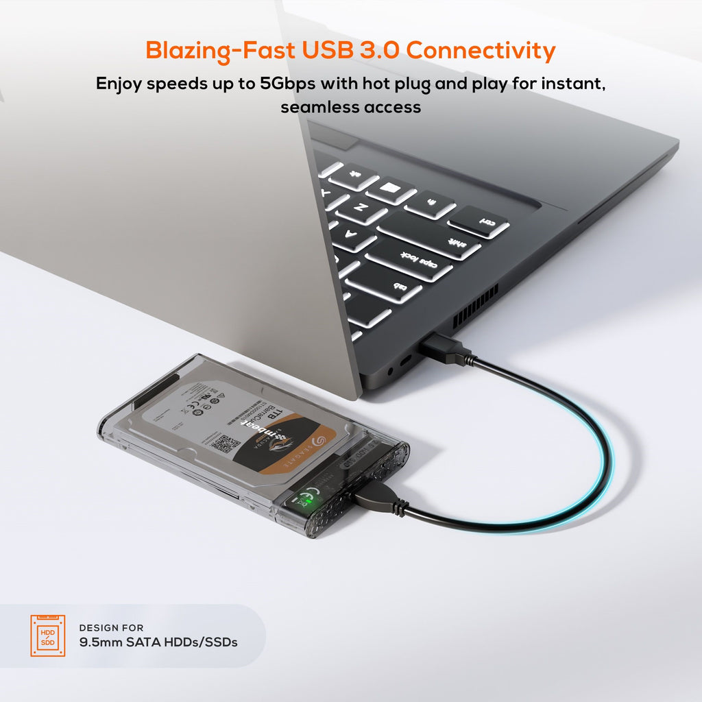 mbeat A1 See-Through USB 3.0 Tool-Free 2.5 SATA HDD/SSD Enclosure 