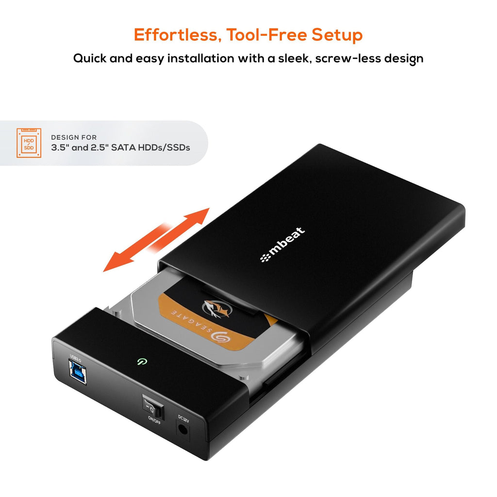 mbeat C1 Tool-Free USB 3.0 SATA HDD/SSD Enclosure 2.5/3.5 Black MBEAT
