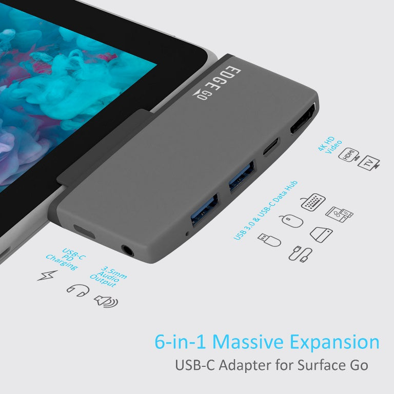 mbeat Edge Go USB-C Hub for Surface Go | HDMI, USB, Audio, PD 