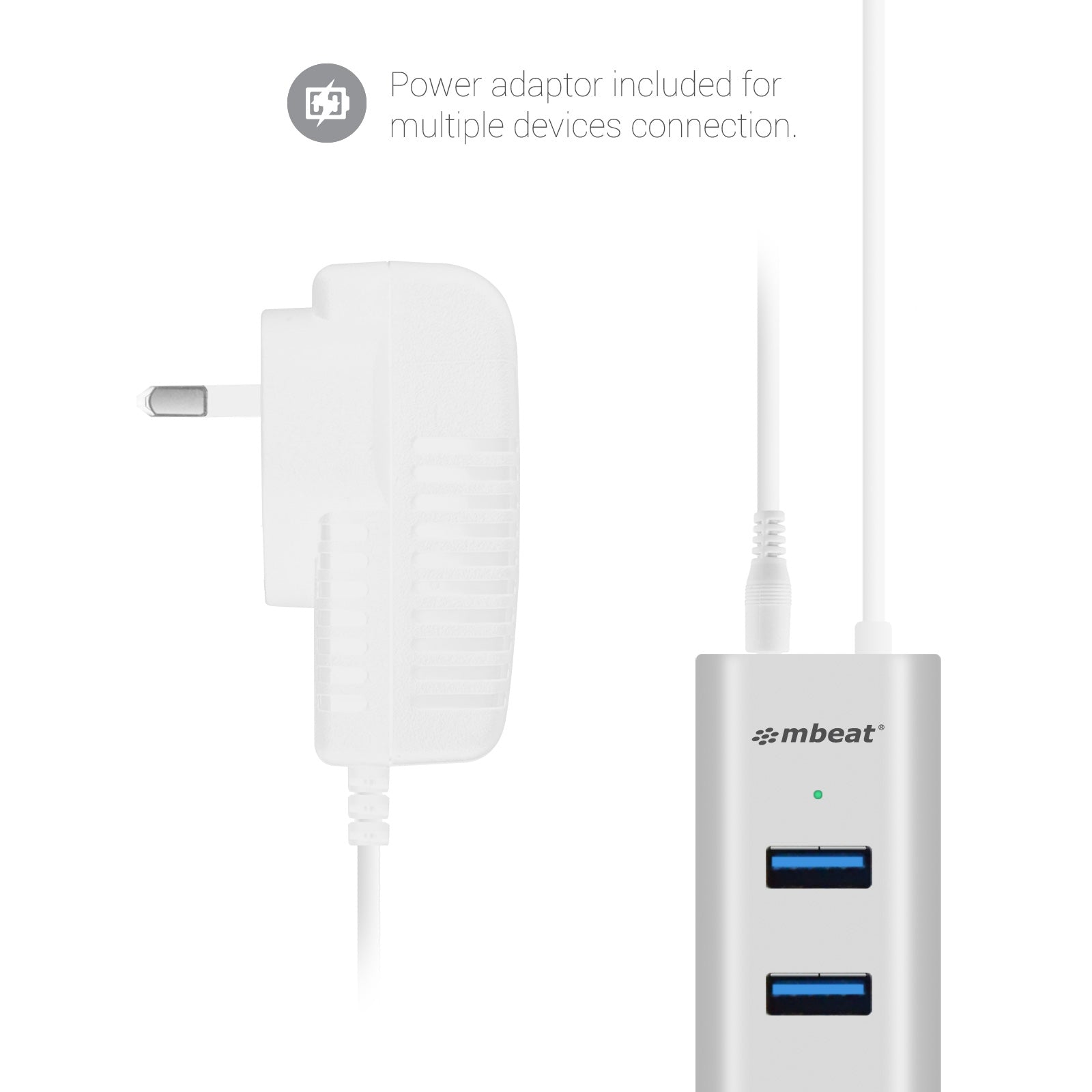 Slim mbeat 7-Port USB 3.0 Aluminum Hub for Laptops & Desktops MBEAT