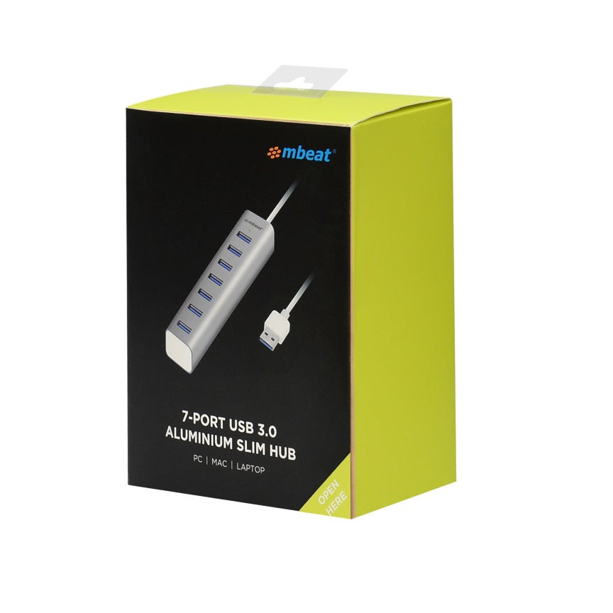 Slim mbeat 7-Port USB 3.0 Aluminum Hub for Laptops & Desktops MBEAT