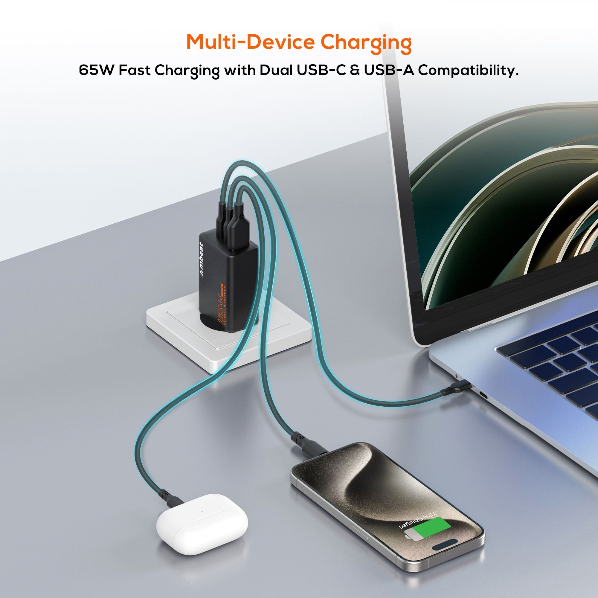 mbeat® Gorilla Power 65W USB-C GaN II Fast Charger - Compact & Powerful