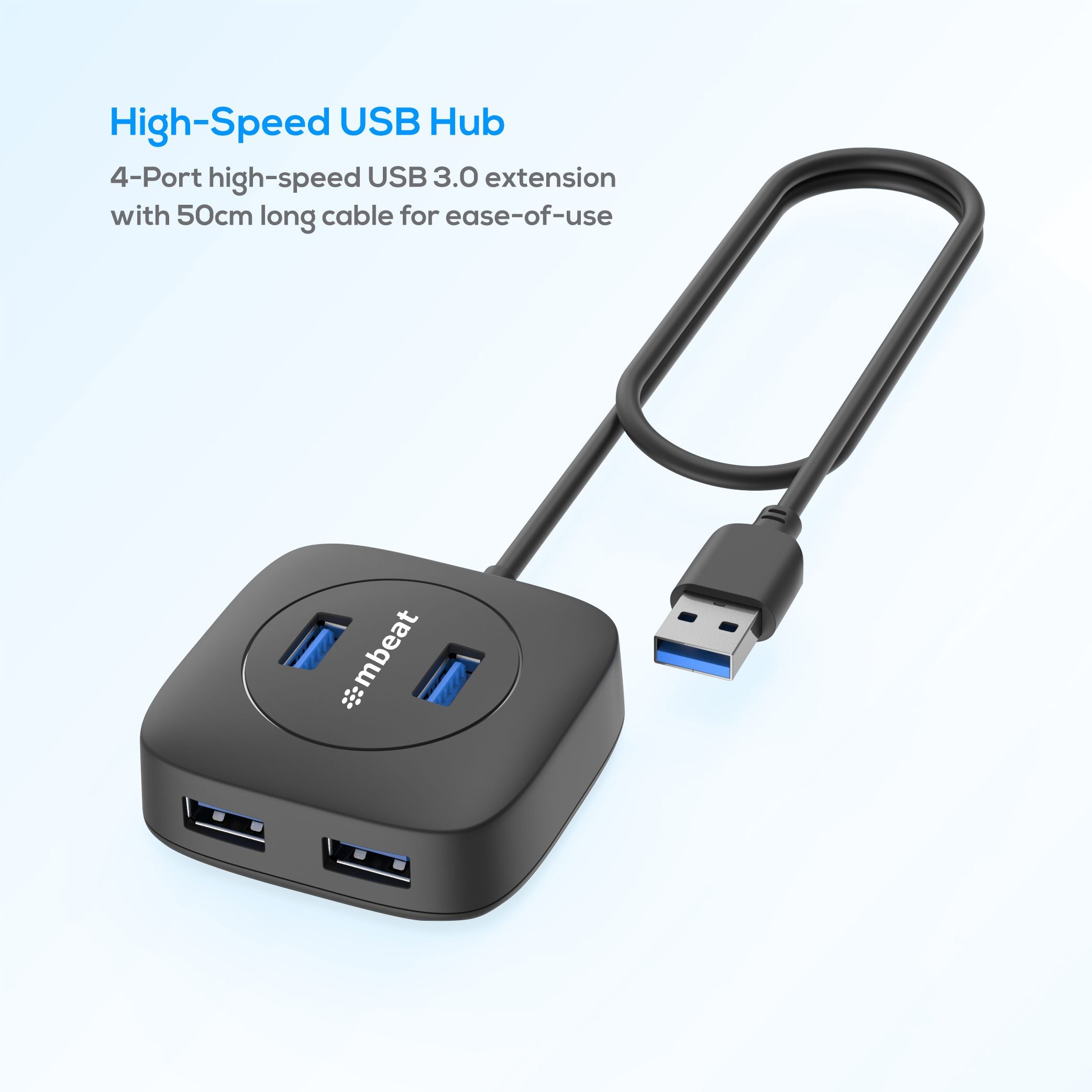 mbeat 4-Port USB 3.0 Hub | High-Speed Data Transfer for Laptops MBEAT